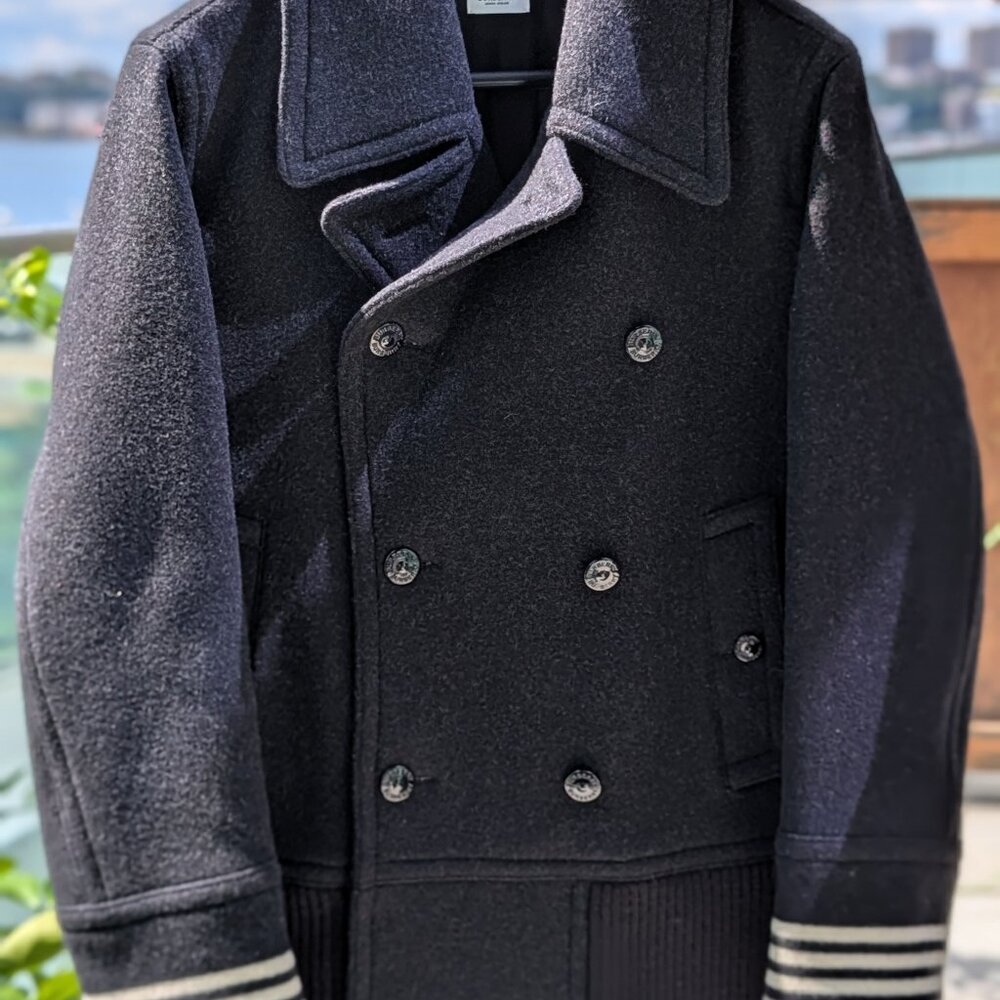 Dark Navy Virgin Wool Double Breasted Shawford Pea Coat